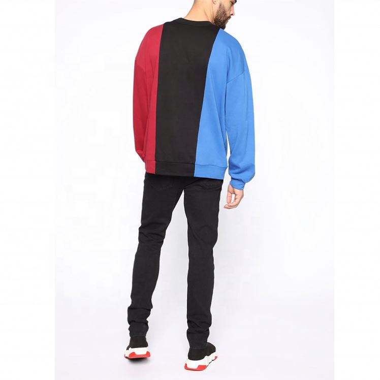 ผู้ผลิต OEM กำหนดเองน่ารัก Streetwear Crewneck เสื้อสเวตเตอร์บล็อกสี Splicing ขนาดใหญ่