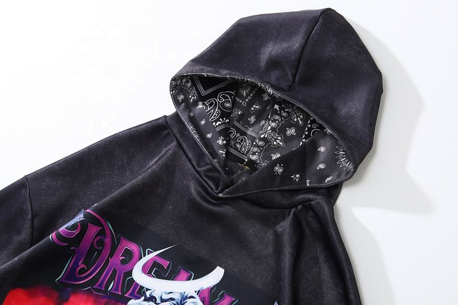 OEM Producent Hot Sale Tilpasning Logo og st&oslash;rrelse 100% bomuld French Terry Front Print Sort h&aelig;ttetr&oslash;je til unisex