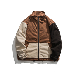 Oem-fabrikant op maat gemaakte kleurblok herenjas, casual losse lamswol, grote maat jas