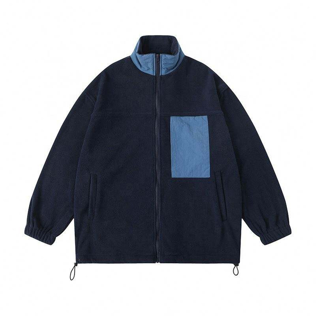 ผู้ผลิต OEM โลโก้ที่กำหนดเองฤดูใบไม้ร่วงฤดูหนาวผู้ชาย Contrast สี Micro Polar ขนแกะเปล่า Zipper Coat เสื้อ Windproof Plains