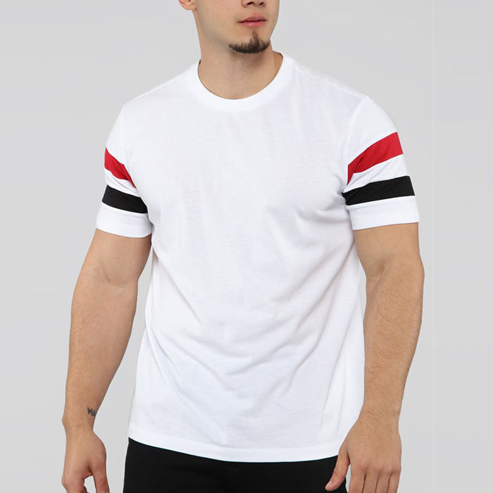 T-shirt maniche a righe con stampa personalizzata T-shirt bianca girocollo a maniche corte da uomo sfusa