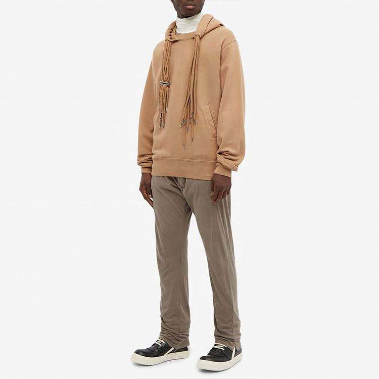 Извънгабаритна памучна суичър с качулка от OEM производител, обикновена качулка с джобове от двете страни и множество шнурове