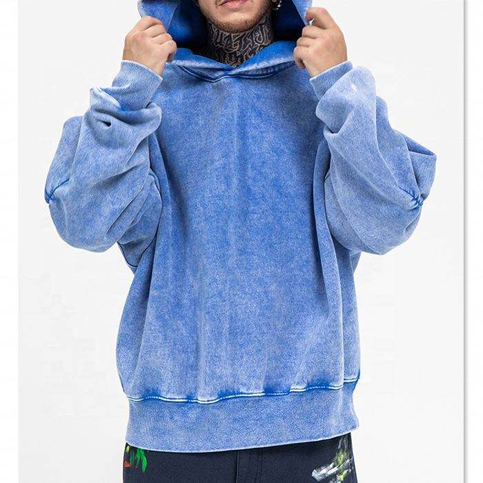Produttore OEM LOGO PERSONALIZZATO FELPA CON CAPPUCCIO DI ALTA QUALIT&Agrave; PULLOVER DA UOMO OVERSIZE PESANTE 100% COTONE FELPA VINTAGE LAVATA
