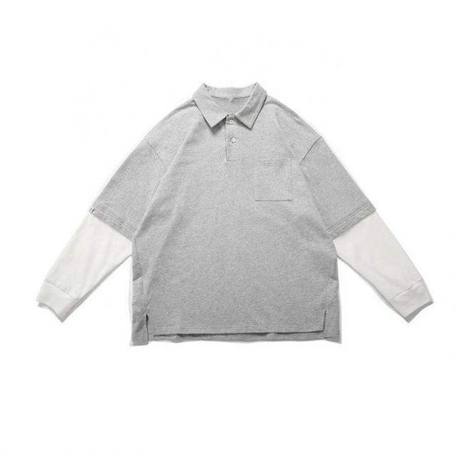 OEM メーカーサービス紳士服パーソナリティファッションコントラストカラーラペルカジュアルルーズシャツプルオーバーカスタムパーカー