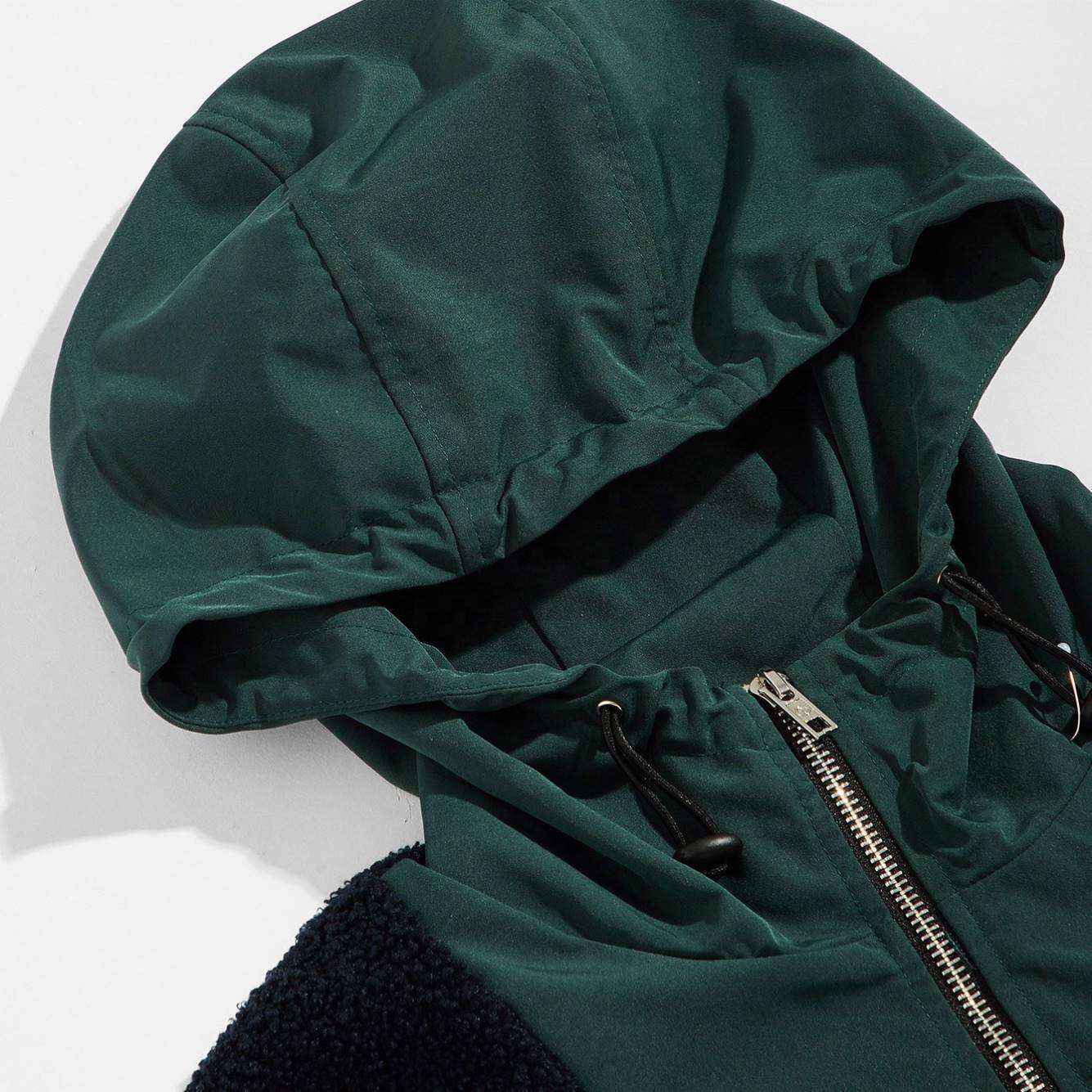 OEM Manufacturer Custom hominum indumenta vellus Cottonus Half Zipper Patchwork Hoodies Pullover Cap Cum Big Cargo Pockets