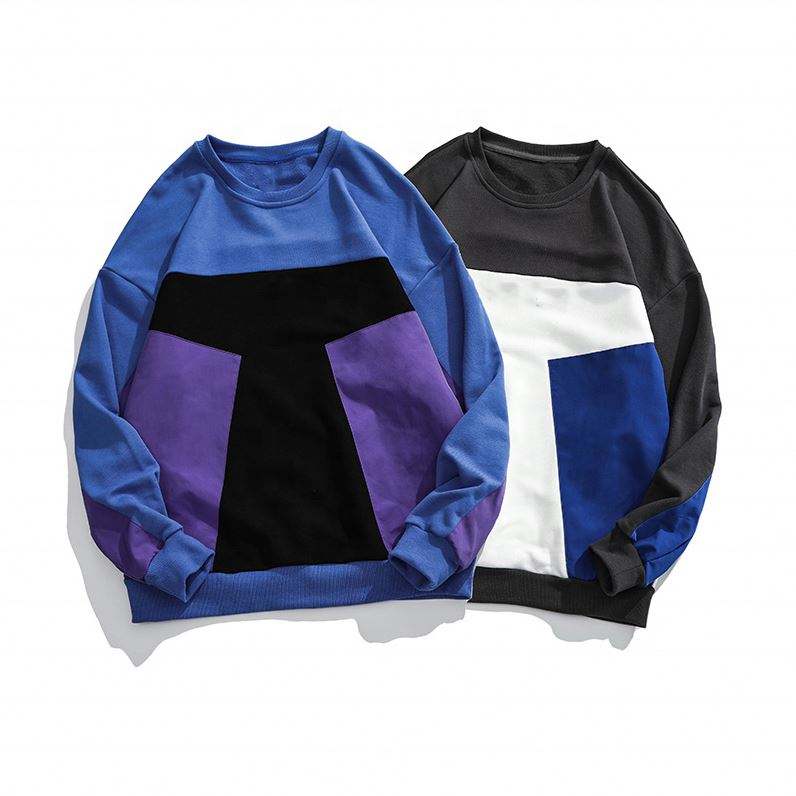 OEM Tillverkare Custom Color Block O Neck Pullover L&aring;ng&auml;rmad Plus Size Luvtr&ouml;jor Casual