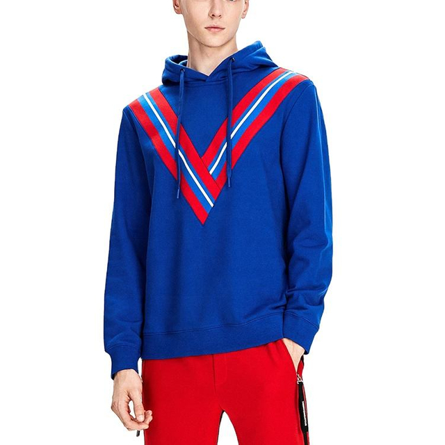 Sudadera con capucha hecha punto apliques en forma de V personalizados de nuevo dise&ntilde;o de alta calidad