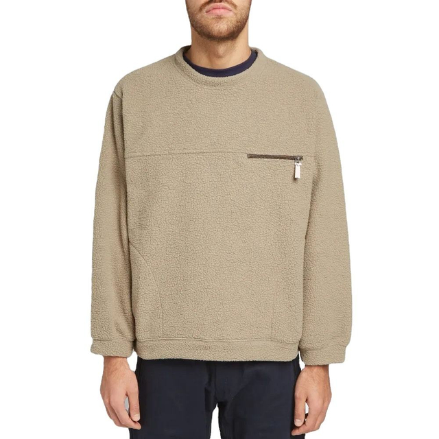 Sweat-shirt uni en polaire Sherpa &agrave; col ras du cou pour hommes, conception personnalis&eacute;e