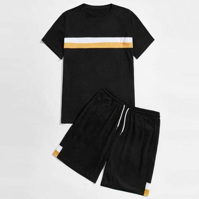 Heren zomershorts, gestreept T-shirt met korte mouwen en korte broek, tweedelige sets