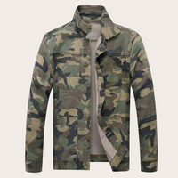 Divat F&eacute;rfi Ruh&aacute;zat Allover Camo nyomtatott farmer dzseki T&ouml;lcs&eacute;res Neck Up Button Up F&eacute;rfi dzseki