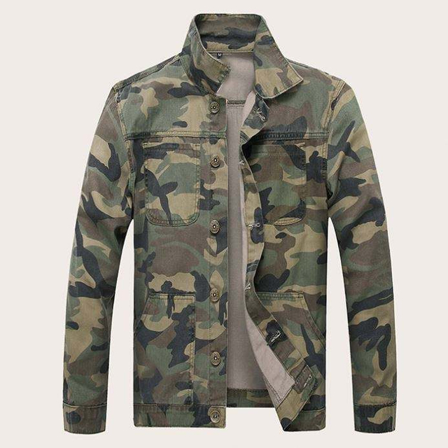 M&oacute;dn&iacute; p&aacute;nsk&eacute; oblečen&iacute; Celoplošn&aacute; dž&iacute;nov&aacute; bunda s potiskem Camo