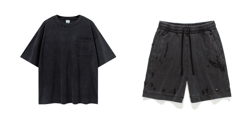 Ražotāju pielāgots treniņtērps 2&nbsp;daļīgs vīriešu šorti treniņtērps Vintage mazgāts kokvilnas unisex divu gabalu komplekts