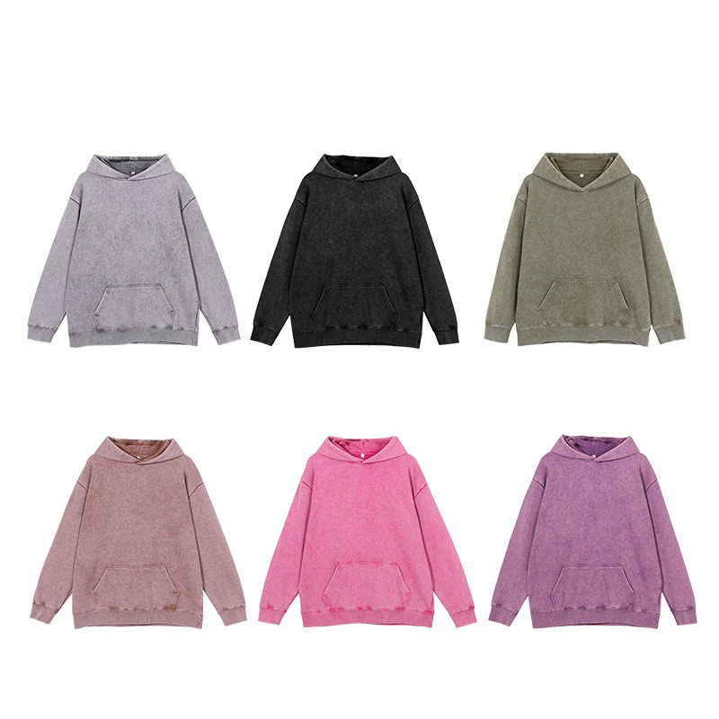 400 Gsm Vintage Streetwear Crewneck Retro Custom Logo Voksfarvet h&aelig;ttetr&oslash;je til m&aelig;nd