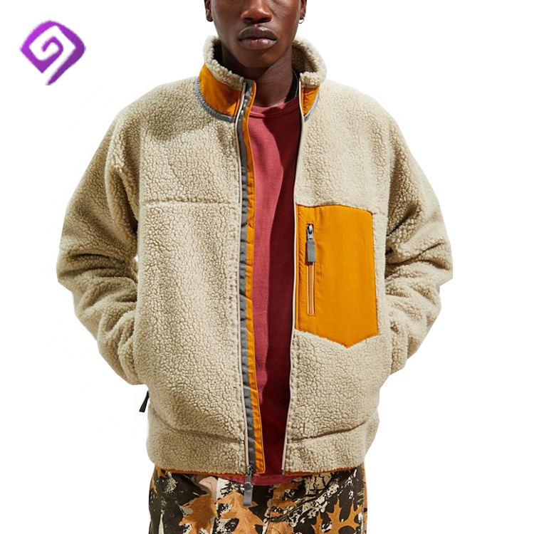 OEM Berkualiti Tinggi Zip Musim Sejuk Logo Tersuai Oversized Men Fleece Sherpa Jacket