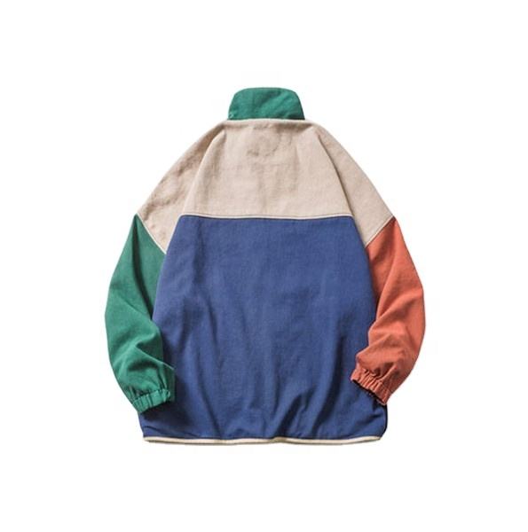 Producent OEM Niestandardowy męski kołnierzyk do biegania Moda codzienna Kolorowe szwy Kurtka z długim rękawem