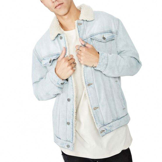 Chaqueta vaquera con botones de invierno azul Chaqueta vaquera con abrigo con cuello de piel