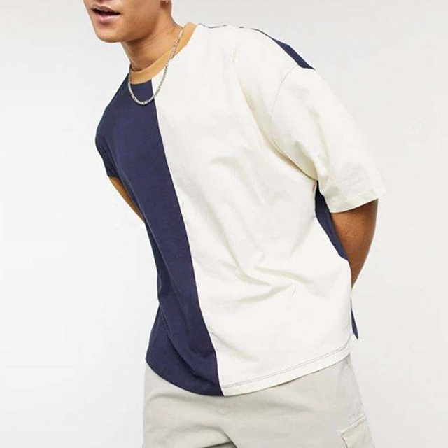Mole Sale High Quality T Shirts Custom Color Block Short Sleeve Men Drop Humerum T Shirt