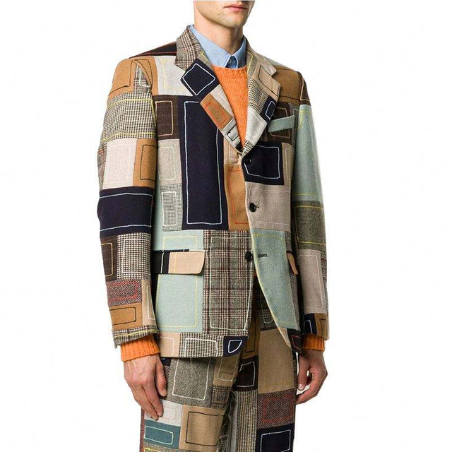 Veste Blazer brod&eacute;e &agrave; manches longues, fabricant OEM, mode personnalis&eacute;e, simple boutonnage, Patchwork, Patch de conception graphique