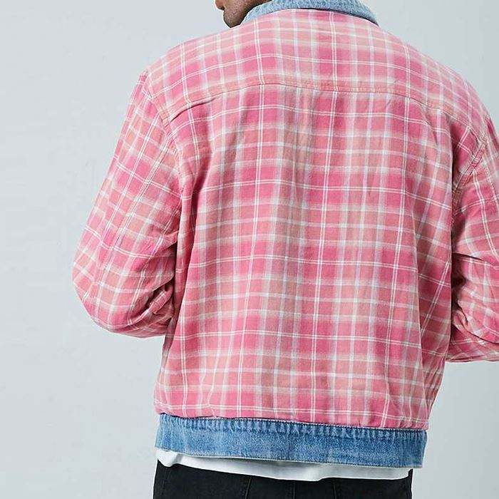 Giacche da uomo Cappotto invernale personalizzato in fabbrica cinese Giacca di jeans da uomo scozzese reversibile