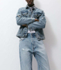 OEM-producent Custom Herre Bomuld Streetwear Button Up Vintage Distressed Jean Denimjakke