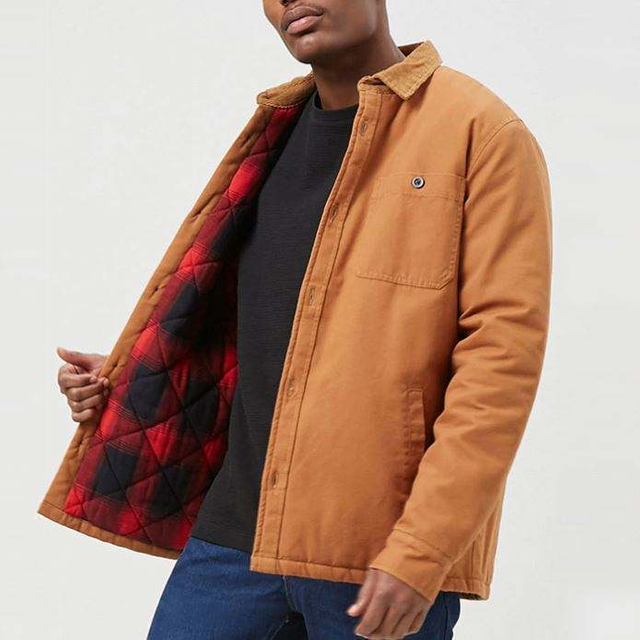 Veste d'hiver rembourr&eacute;e en toile boutonn&eacute;e pour hommes, approvisionnement d'usine