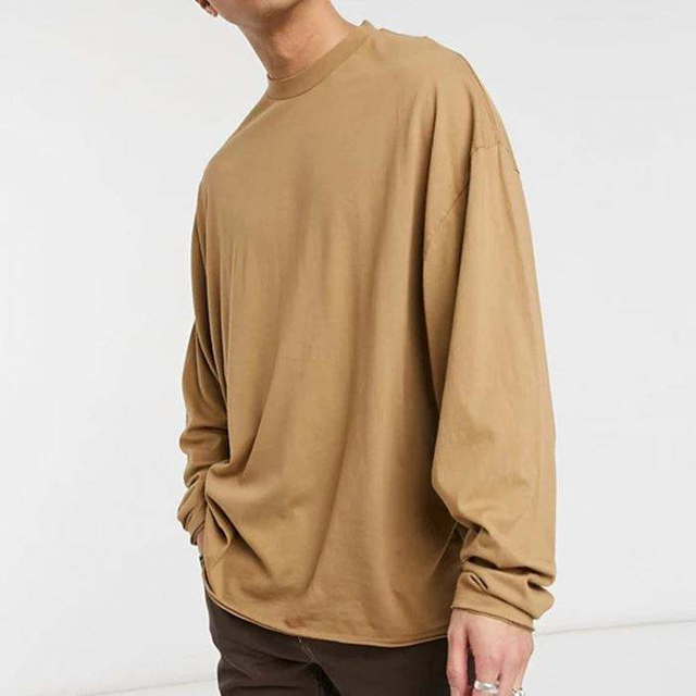 T-shirts Modedesigner Casual Vanlig T-shirt Oversize Fit Drop Shoulder L&aring;ng&auml;rmad Tomma T-shirts f&ouml;r m&auml;n