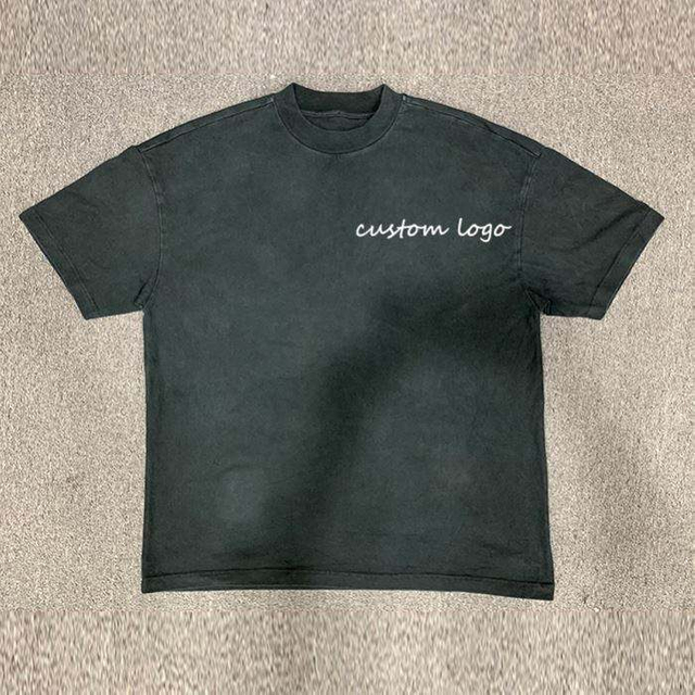 Magliette personalizzate con logo ed etichetta personalizzate Magliette basic stile vintage Maglietta da uomo a maniche corte in cotone pesante