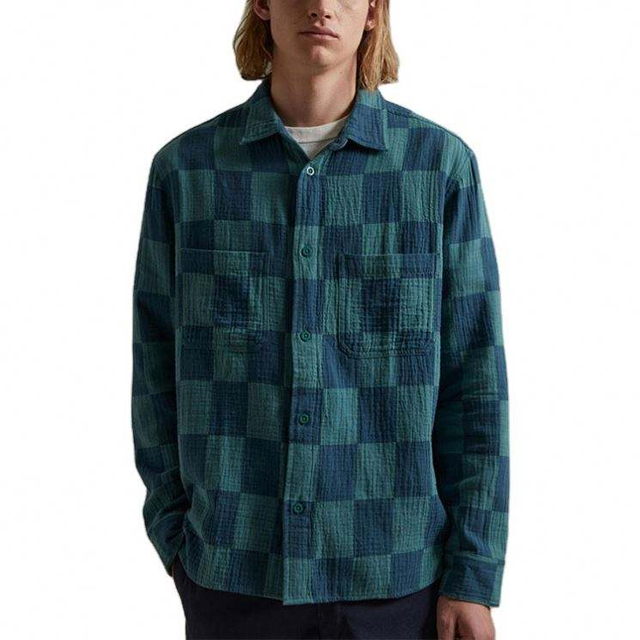 OEM v&yacute;robce Custom Button Up P&aacute;nsk&aacute; kostkovan&aacute; košile s dlouh&yacute;m ruk&aacute;vem a kapsami na hrudi