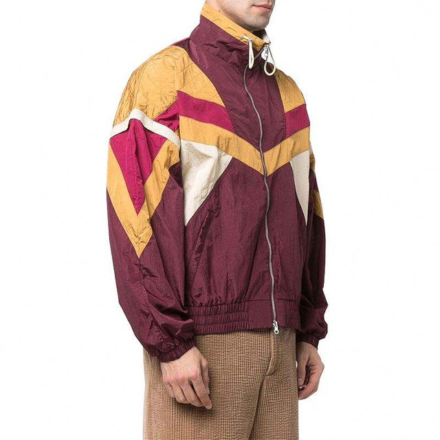OEM-producent Custom M&aelig;nd Windbreaker Patchwork Mode Lang&aelig;rmet Zip Up Casual Sport L&oslash;bejakke