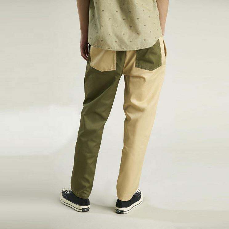 Pantalones de encargo de los pantalones del contraste de dos tonos del bloque del color de las bragas de la tela cruzada de algod&oacute;n del fabricante del OEM