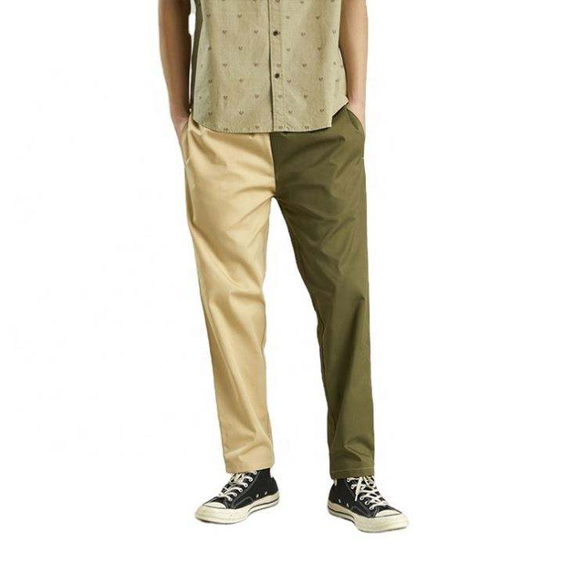 OEM-produsent Custom Cotton Twill Pant Color Block Two Tone Contrast Bukser