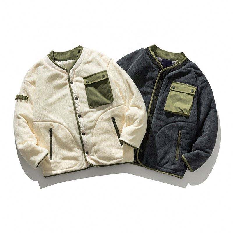 Памучни палта с много джобове по поръчка на производителя на OEM, едноцветно яке с оребрен подгъв и яка със стойка