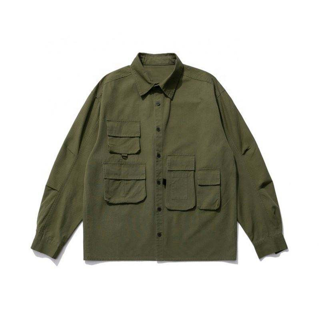 OEM-producent Custom Herreskjorte Multi-Pocket Shirt Urban Outdoor Cargo Shirt