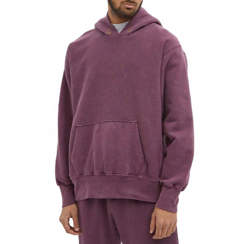 Fabricant OEM sans cordon de serrage, sweat-shirt teint en v&ecirc;tement surdimensionn&eacute;, 100% coton, sweat &agrave; capuche lav&eacute; Vintage