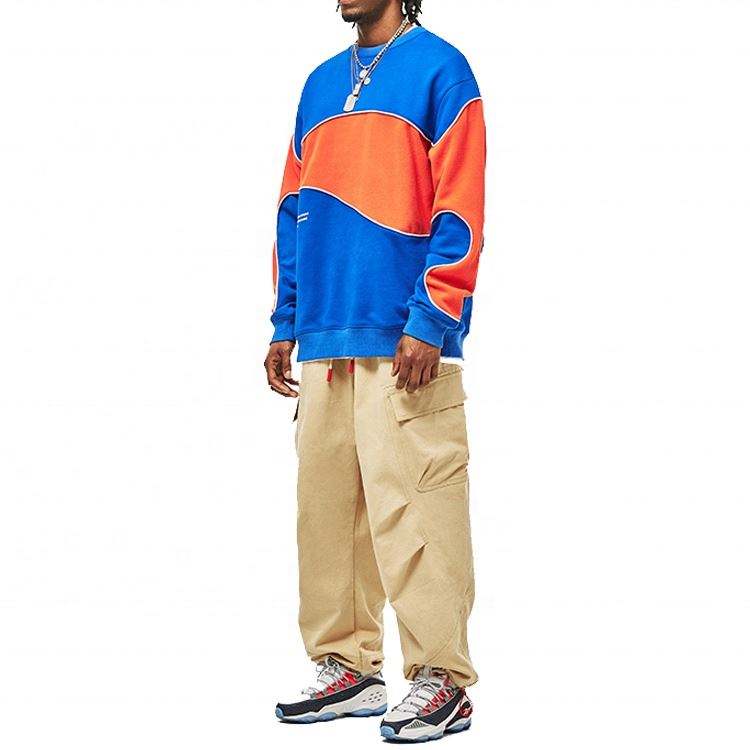 OEM Κατασκευαστής Αντίθεσης Χρώμα Νέα Street Style Printing Crewneck Φούτερ Ανδρικά Παλτό