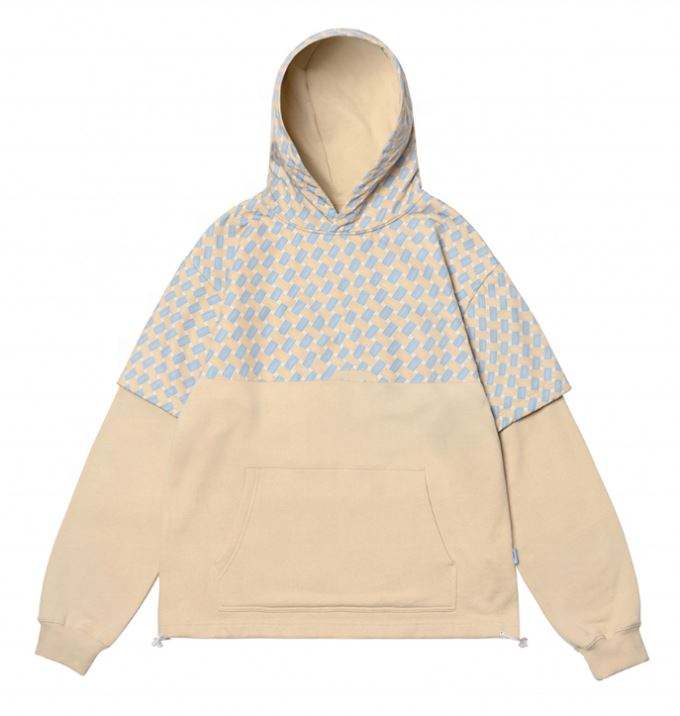 ຜູ້ຜະລິດ OEM Customized Plaid Patchwork Casual Custom Sweatshirt Plus Size Hoodies Men Hoodies