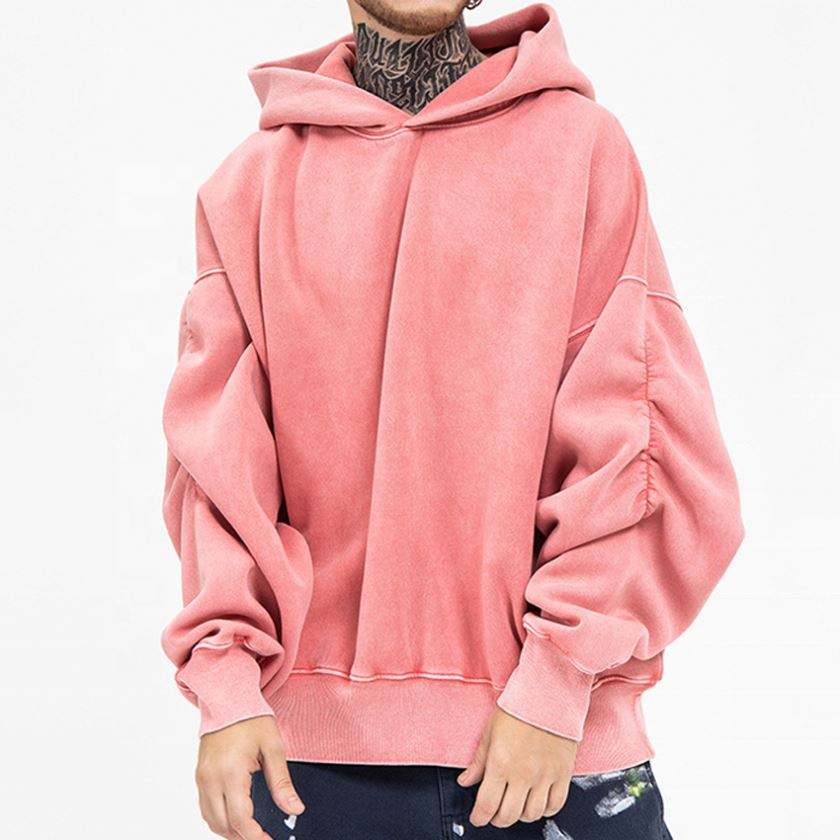 OEM-fabrikant op maat gemaakte oversized vintage acid wash zwaargewicht blanco hoodie-trui met verstelbare mouwen