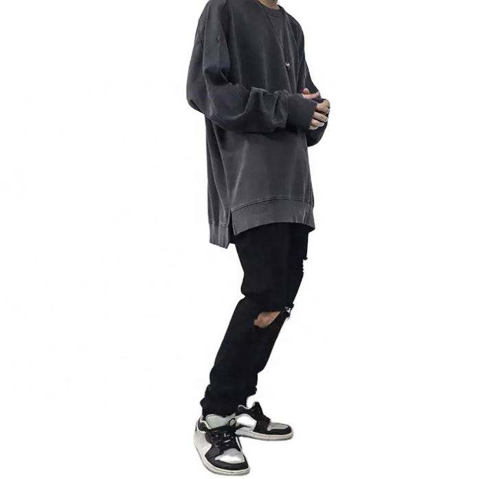 Fabricante oem logotipo personalizado de boa qualidade simples manga longa jumper liso cor s&oacute;lida algod&atilde;o oversize pul&ocirc;ver para homem 2022 novo