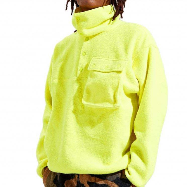 Fabricante OEM personalizado elegante hip hop amarelo masculino velo manga comprida moletom com gola redonda e bolso de carga no peito