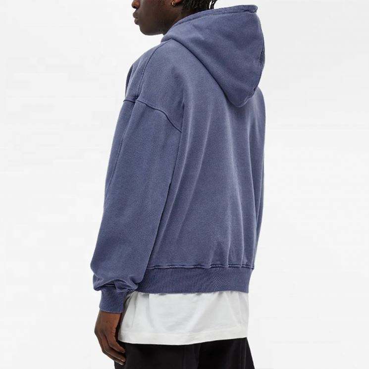 OEM-valmistajan r&auml;&auml;t&auml;l&ouml;ity 100 % puuvillainen miesten laatikko Vintage, pestyt uurretut koristeet hupparipusero