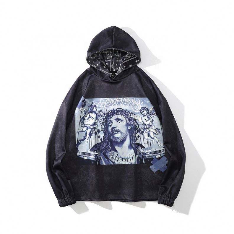 OEM Producent Hot Sale Tilpasning Logo og st&oslash;rrelse 100% bomuld French Terry Front Print Sort h&aelig;ttetr&oslash;je til unisex