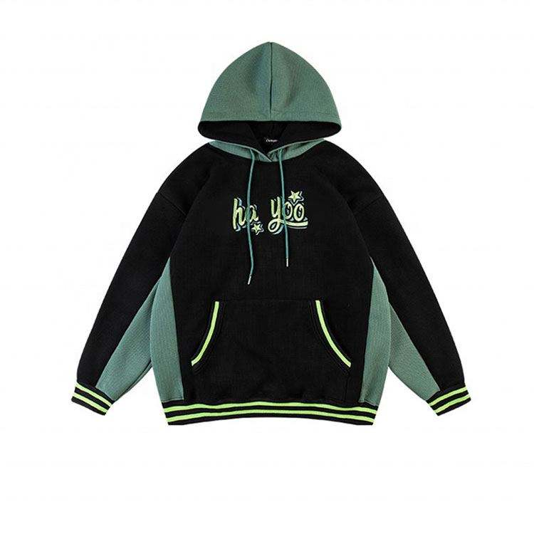 مصنع OEM جودة عالية مخصصة شعار التطريز 3D الأزياء المرقعة البلوز اثنين من لون لهجة هوديس الرجال