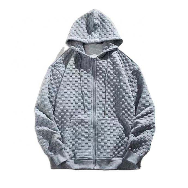 OEM Tillverkare Anpassad kvalitet Heavy Waffle Zip Up Vanlig Hoodie Pullover Unisex Zipper Stickt Oversized Hoodie