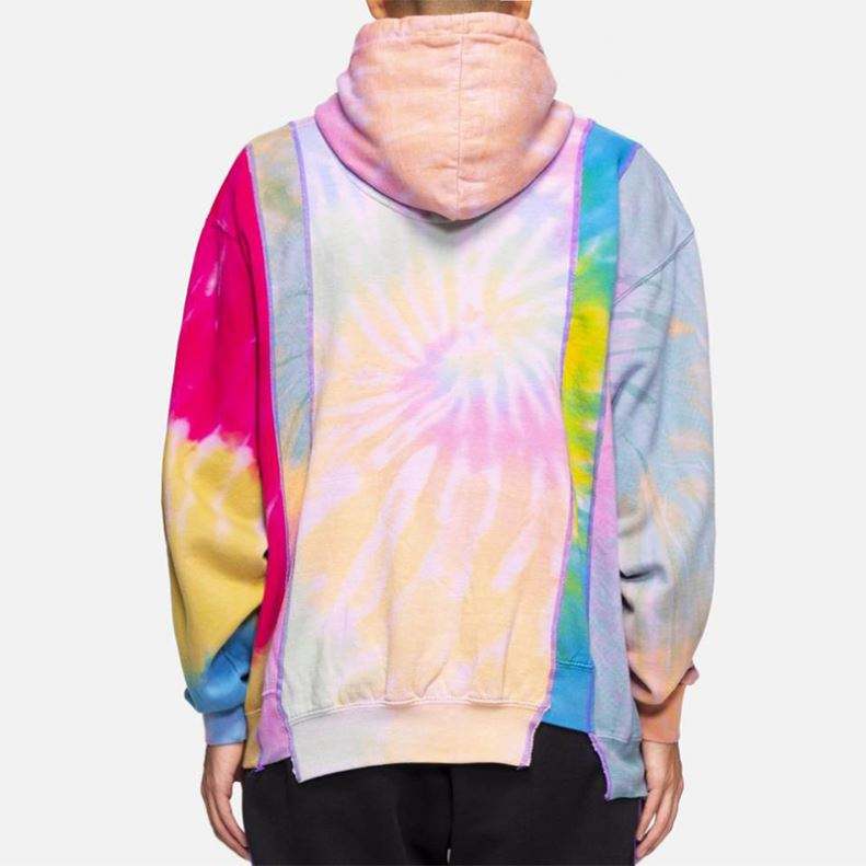 OEM Tillverkare Anpassad Herr L&aring;ng&auml;rmad tr&ouml;ja Pullover Dragsko Plus Size Personlighet F&auml;rgglada Patchwork Tie Dye Hoodies