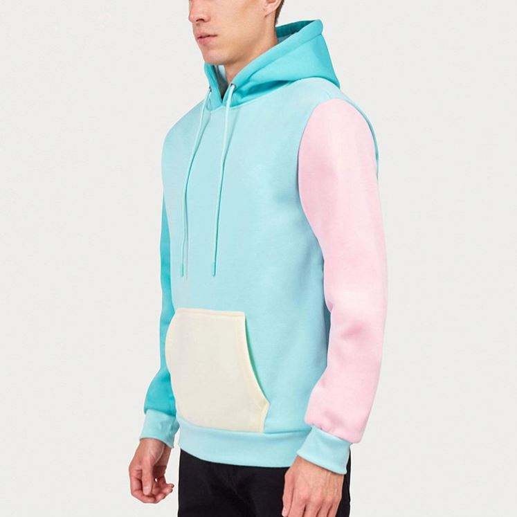 Fabricante OEM personalizado novo design em branco pul&ocirc;ver de manga comprida de alta qualidade com capuz de algod&atilde;o patchwork colorido