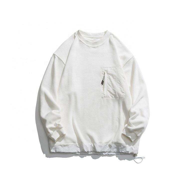 الشركة المصنعة OEM عالية الجودة هوديس رجالي فارغ كم طويل شعار مخصص مطبوعة المتضخم Crewneck البلوز بلوزات للرجال