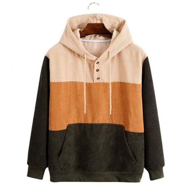 Κατασκευαστής OEM Customized Color Block Corduroy Casual Custom Φούτερ Plus Size Hoodies Ανδρικές κουκούλες