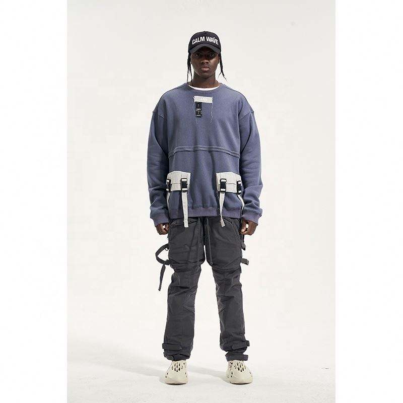 OEM v&yacute;robca M&oacute;da Vlastn&eacute; Logo Oversized P&aacute;nske Bavlnen&yacute; Pul&oacute;ver s kapucňou Mikina vreckov&yacute; Street Style Cargo Mikina