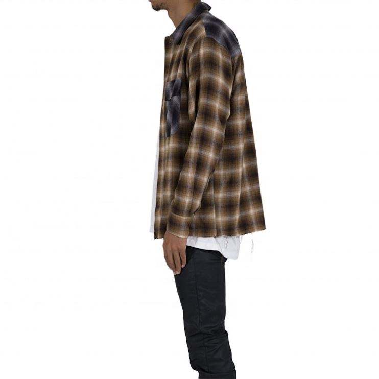 Фланелени фланелени ризи с дълги ръкави и дълги ръкави с дълги ръкави на OEM производител, спокойни кройки, два цвята