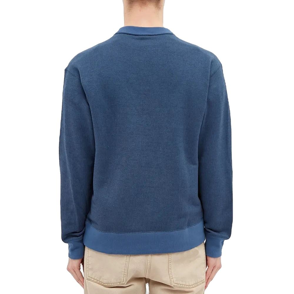 Poket Dada Lelaki Tersuai 100% Kapas Jersi Berusuk Trims Crewneck Patchwork Sweatshirt